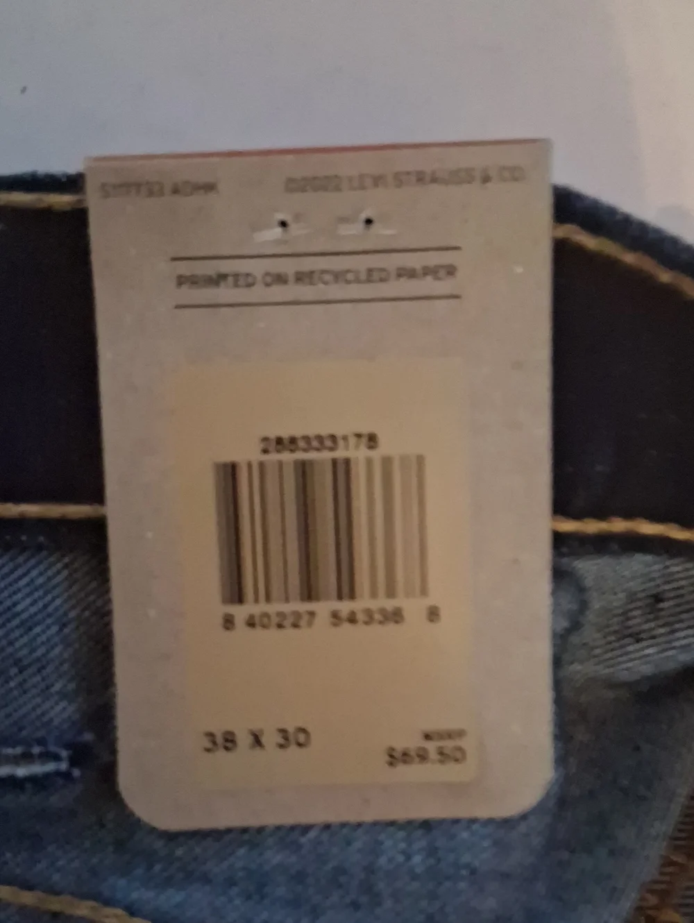 Levi's  512 Slim Taper Fit Jeans - 38x30 NWT